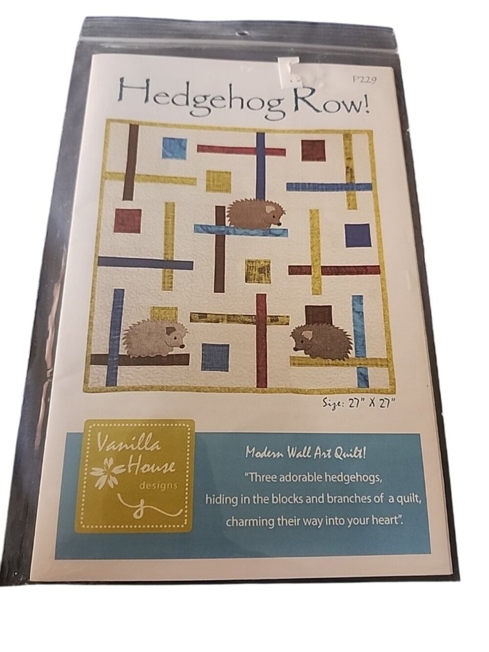 Hedgehog Row Quilt Pattern Size 27" x 27" Vanilla House Designs